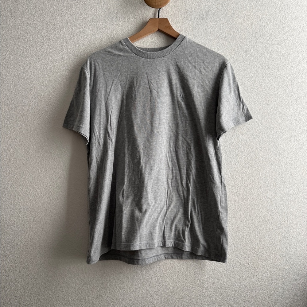 All Saints Gray Embroidered Logo Tshirt